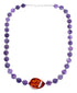 Sterling Silver Amethyst and Amber Bead Necklace KX121130